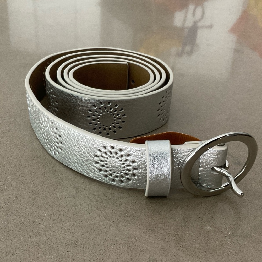 Women’s Silver Vegan Leather Belt